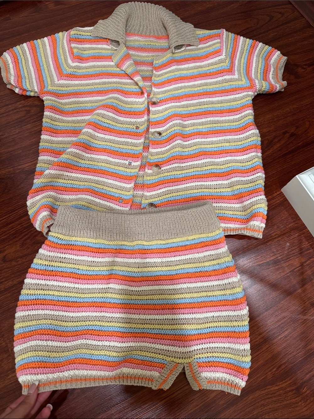 Striped Knit Two-Piece Set in Pastel Rainbow